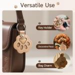 CDBUY Personalized Pet Memorial Gifts for Dogs - Custom Name Paw-Shaped Leather Keychain to Hold Fur or Hair, Refillable Keepsake Charm for Bag, Purse or Keys (Style-B)