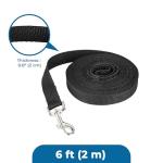 SunGrow Pet Training Leash, Heavy-Duty Polypropylene Walking Leash, 360-degree Swivel Hook, Dog/Puppy Obedience, Recall, Agility Lead, Leisure & Adventure Walking, Black, 6 feet x 0.8 inches