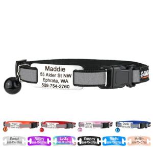 Personalized Reflective Cat Collar with Name Tag