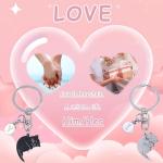 2pcs Cat Matching Keychains for Couples & BFFs, Double-Sided Cat Lover Keyrings with 26 Alphabet Charms Couples Keychains for Him Her Husband Wife Anniversary Wedding Valentine Gifts (Color 1)