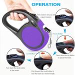 Heavy Duty Retractable Dog Leash-16ft Strong & Durable Walking Leash for S to L Dogs up to 45/115 lbs, Upgraded Lock System, Non Slip Grip, Tangle Free (Purple, Small/Medium)