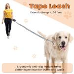 PetVest Retractable Dog Leash – Extendable up to 26 FT, Heavy Duty Nylon Tape, No-Tangle, One-Handed Brake & Lock, for Small to X-Large Dogs up to 110 lbs (Black)