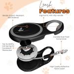 PetVest Retractable Dog Leash – Extendable up to 26 FT, Heavy Duty Nylon Tape, No-Tangle, One-Handed Brake & Lock, for Small to X-Large Dogs up to 110 lbs (Black)