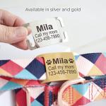 Personalized Slide On Pet ID Tags, Custom Engraved Martingale Dog & Cat Silent No Jingle Paw Tags, No Noise Stainless Steel Gold & Silver Collar Name Tags