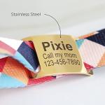 Personalized Slide On Pet ID Tags, Custom Engraved Martingale Dog & Cat Silent No Jingle Paw Tags, No Noise Stainless Steel Gold & Silver Collar Name Tags