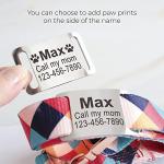 Personalized Slide On Pet ID Tags, Custom Engraved Martingale Dog & Cat Silent No Jingle Paw Tags, No Noise Stainless Steel Gold & Silver Collar Name Tags