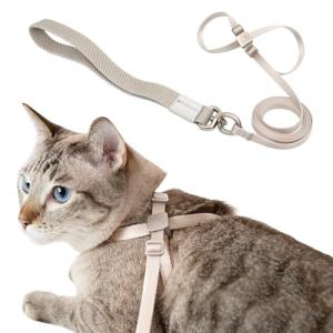 BuddyArmor Cat Harness and Leash 2-in-1, Escape Proof Anti-Chocking Harness Adjustable Lighweight Leash for Walking Outoor Training for Kitten Small Large Cats Puppy, US IDA Bronze Award (Linen)