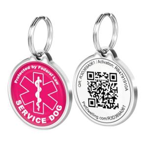 Pet Dwelling Service Dog Pet ID Tag with QR Code – ADA Compliant ID Tag for Dogs & Cats, Free Personalized Online Profile & Instant Scan Alerts