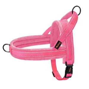 Didog Soft Flannel Padded Dog Vest Harness, No Pull/Quick Fit Reflective Dog Strap Harness, Easy for Training Walking (L:Chest 26-32", Pink)