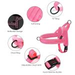 Didog Soft Flannel Padded Dog Vest Harness, No Pull/Quick Fit Reflective Dog Strap Harness, Easy for Training Walking (L:Chest 26-32", Pink)