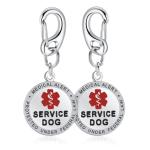 Leash King 1" Service Dog Tag Double Sided Federal Protection with Red Medical Alert Symbol Pet ID Tags .Easily attach to Collar Harness Vest Dog Service Tag with Solid Quick Clip