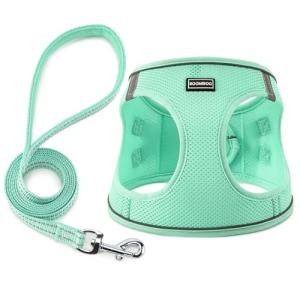 Dog Harness with Leash Set, No Pull Adjustable Reflective Step-in Puppy Pet Vest Harnesses for Small Medium Large Dogs and Cats,Green S