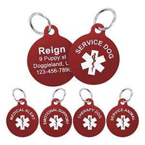 Custom Engraved Medical Alert ID Tags for Therapy Dogs, Therapy Animals, Service Dogs, Support and Service Animals, Personalized Identification Tag for Pets Collar and Harness