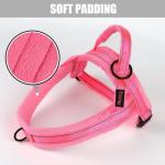 Didog Soft Flannel Padded Dog Vest Harness, No Pull/Quick Fit Reflective Dog Strap Harness, Easy for Training Walking (L:Chest 26-32", Pink)
