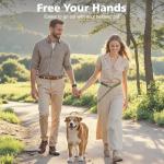 Tivray Hands Free Dog Leash, 8.5ft Adjustable Hands Free Leash for Medium Dogs, Versatile Handheld Crossbody Waist Lead with 3 Rings, Easy Adjust for Running Jogging Walking, Sponge Handle, Army Green