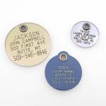 LuckyPet Pet ID Tag - Small Round Red Plastic Tag - Durable, Easy to Read, Custom Engraved for Dogs & Cats. Reflective Coating on Back.