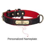 Personalized Dog Collar with Engraved Nameplate, Custom PU Leather Pet ID Collar for Small Medium Large Dogs, Engraved Name and Phone Number Tag for Pet Puppy (Black, S)