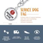 Leash King 1" Service Dog Tag Double Sided Federal Protection with Red Medical Alert Symbol Pet ID Tags .Easily attach to Collar Harness Vest Dog Service Tag with Solid Quick Clip