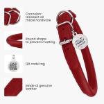 Rolled Leather Dog Collar Soft Round Collars, ID Tag for Small Medium Large Dogs (11-14 inch, Imperial Red)