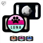 LYP Designed for Airtag Pet ID Collar ID Tag, Engraved Collar ID Tag Compatible with Airtag, Personalized up to 2 Lines of Custom Text, Slide On Dog Collar ID Tag for GPS Tracker (Pink Paw, Large)