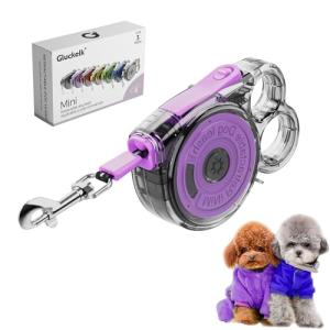 Gluckelk 10ft Retractable Dog Leash for Small Dogs, Puppies, and Cats, 360° Tangle-Free, One-Handed Brake, Applicable to Pets of Small Size
