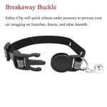 Mogoko Personalized Breakaway Cat Collar, Reflective Customized Kitten Pet Collar with Engraved ID Name Plate and Bell(Black) 7.8"-10.6" Neck