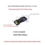 Baitoo Quick Side Release Buckle 1/2 inch Heavy Duty Plastic Backpack Replacement Buckle Clips Snap Clasps 5/8" Dual Adjustable No Sewing for Strap(0.5inch,3sets)