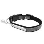 Mogoko Personalized Breakaway Cat Collar, Reflective Customized Kitten Pet Collar with Engraved ID Name Plate and Bell(Black) 7.8"-10.6" Neck