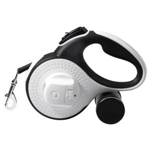 360° Tangle-Free Retractable Dog Leash 16 ft Heavy Duty Reflective Nylon Tape for Small to Medium Dogs Up to 60lbs,Soft Grip,Lock,Medium Size,White