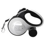 360° Tangle-Free Retractable Dog Leash 16 ft Heavy Duty Reflective Nylon Tape for Small to Medium Dogs Up to 60lbs,Soft Grip,Lock,Medium Size,White