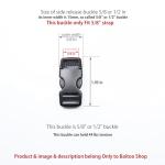 Baitoo Quick Side Release Buckle 1/2 inch Heavy Duty Plastic Backpack Replacement Buckle Clips Snap Clasps 5/8" Dual Adjustable No Sewing for Strap(0.5inch,3sets)