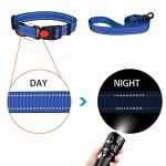 Reflective Dog Collar and Leash Set with Safety Locking Buckle Nylon Pet Collars Adjustable for Small Medium Large Dogs 3 Sizes(Navy Blue&S)