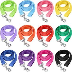 Hillban 12 Pcs Nylon Puppy Training Leash Bulk 5ft Dog Leash for House Line 12 Colors Puppy Line Traction Rope for Small Medium Dog Training, Play, Camping, or Backyard(Modern Colors)