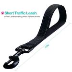 Short Nylon Dog Lead - Heavy Duty Padded Handle - Reflective Black, 12 Inch for Large & Medium Dogs
