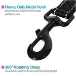 Short Nylon Dog Lead - Heavy Duty Padded Handle - Reflective Black, 12 Inch for Large & Medium Dogs