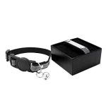 Mogoko Personalized Breakaway Cat Collar, Reflective Customized Kitten Pet Collar with Engraved ID Name Plate and Bell(Black) 7.8"-10.6" Neck