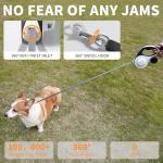 360° Tangle-Free Retractable Dog Leash 16 ft Heavy Duty Reflective Nylon Tape for Small to Medium Dogs Up to 60lbs,Soft Grip,Lock,Medium Size,White