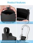RBibei【One-Hand Access Silicone Dog Treat Pouch, Small Pocket Sized Training Pouch with Pull Tab & Auto Closing Lid for Easy Pet Training & Walking (Black)