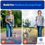 American Kennel Club Retractable Dog Leash, 16.4ft, Tangle-Free, Ergonomic Grip, One-Hand Brake, for Medium & Large Dogs up to 66 lbs