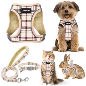 GAMUDA Soft Mesh Dog Harness and Leash Set