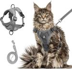 Adjustable Cat Harness and Leash Set - Grey