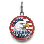 Bald Eagle Custom Dog ID Tag with USA Flag
