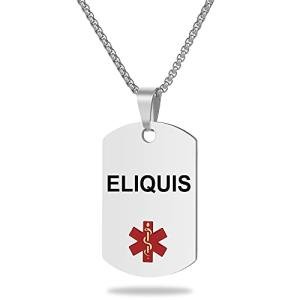 Medical Alert ID Necklace with ELIQUIS Tag