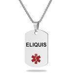 Medical Alert ID Necklace with ELIQUIS Tag