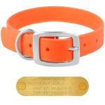 Large Orange Waterproof Dog Collar with Engraved Name Tag