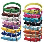 Adjustable Leather ID Collars for Dogs - Set of 12/16
