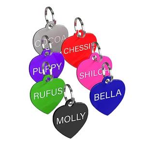 Personalized Heart-Shaped Pet Tag in Various Colors