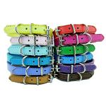 Adjustable Leather ID Collars for Dogs - Set of 12/16