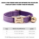 Personalized Velvet Cat Collar with Bell - Purple