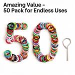 50 Pack Colorful Spring Key Rings for Pets